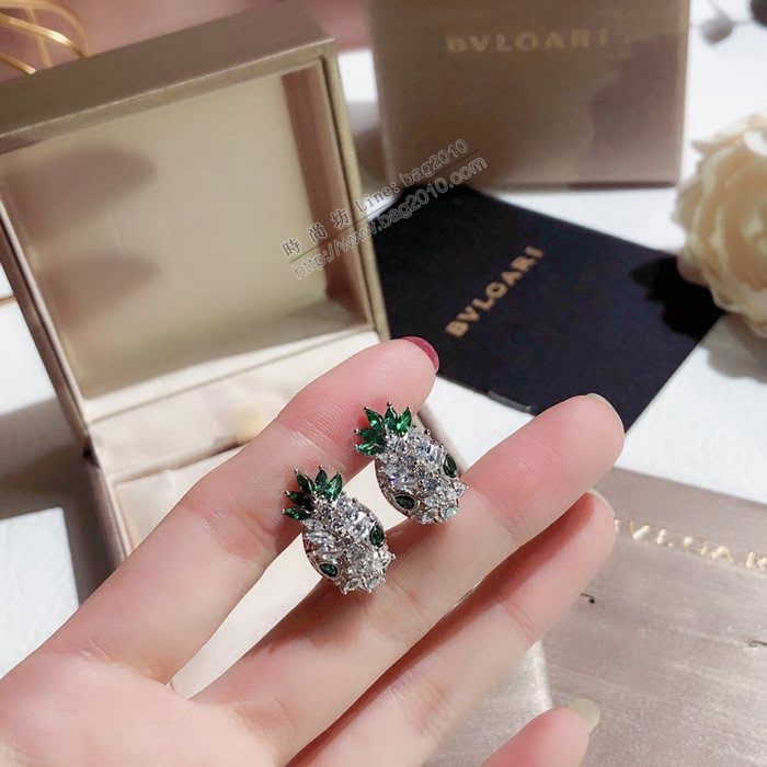 Bvlgari飾品 寶格麗蟒蛇耳釘 蛇系列耳釘 鑲嵌祖母綠  zgbq3149